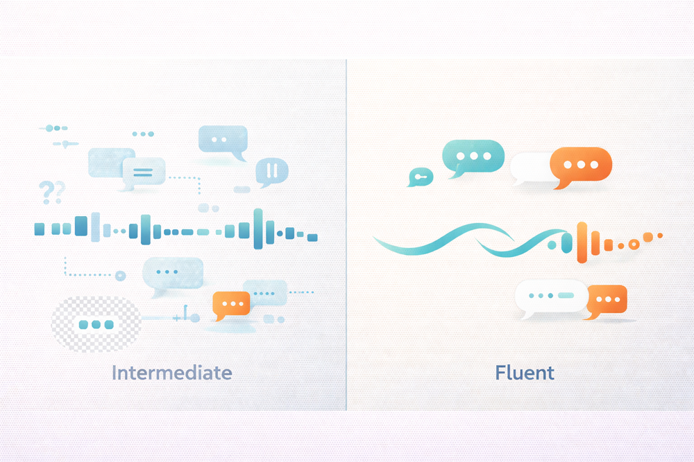 الطلاقة مقابل المستوى المتوسط