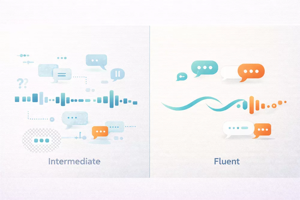 الطلاقة مقابل المستوى المتوسط