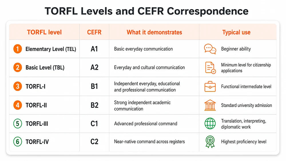 torfl levels cefr correspondence